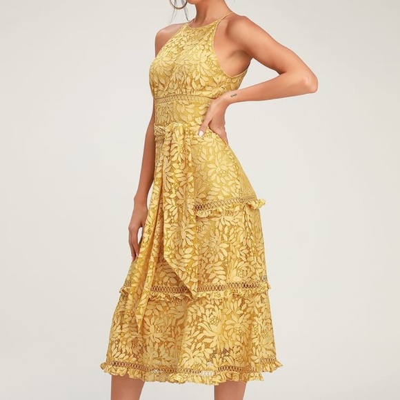 Keepsake Yellow Midi Dress - Picture 2 of 7